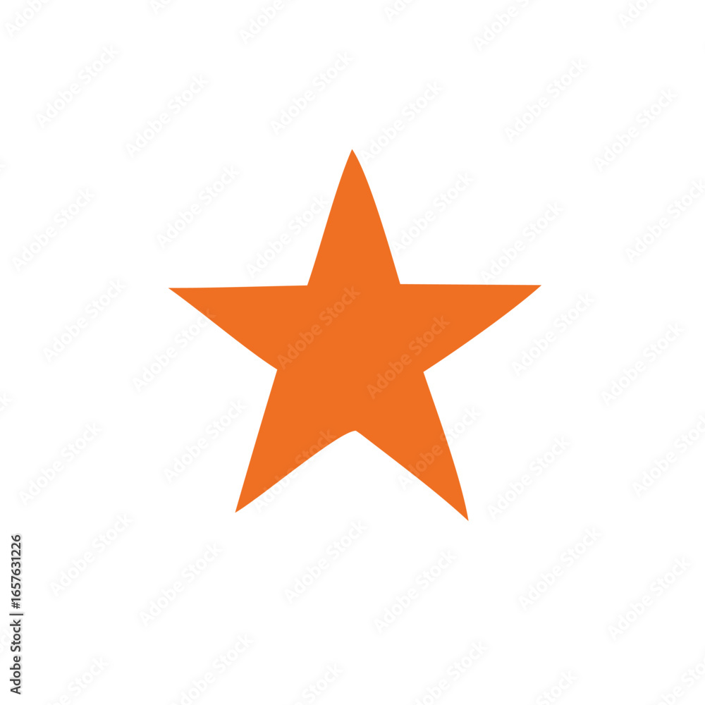 Obraz premium A simple bold orange five pointed star with a subtle textured pattern against a clean white background