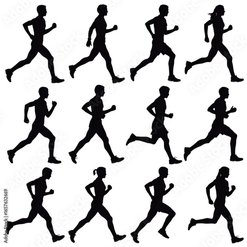 Wallpaper Mural Silhouettes of people running marathon joggers athletes sprinting fitness exercise cardio health activity Torontodigital.ca