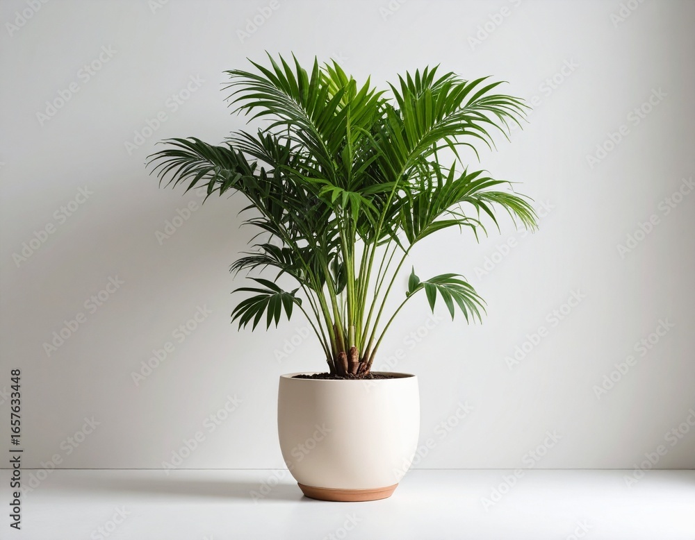 Fototapeta premium Aesthetic Indoor Areca Palm Plant in a Ceramic Pot Enhancing Home Decor with Natural Beauty