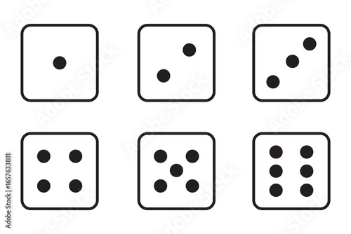 Dice Set vector icon. Game dice. Dice with six faces of cube isolated on white background. 