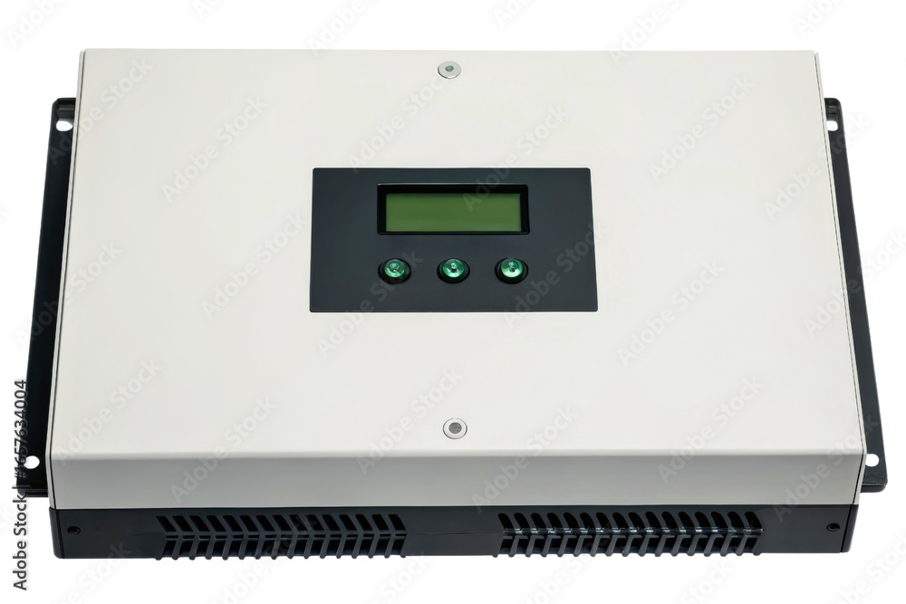Obraz premium Solar power inverter charge controller with a digital display isolated with transparent background