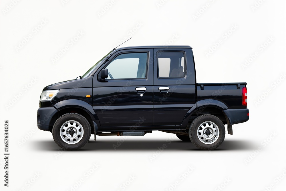 Fototapeta premium A black mini truck is isolated on a white background