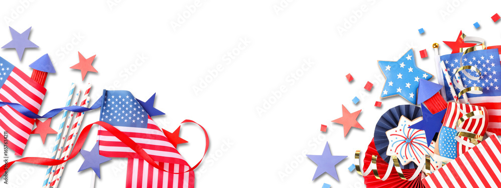 Obraz premium Labor Day decorations feature stars stripes and festive colors
