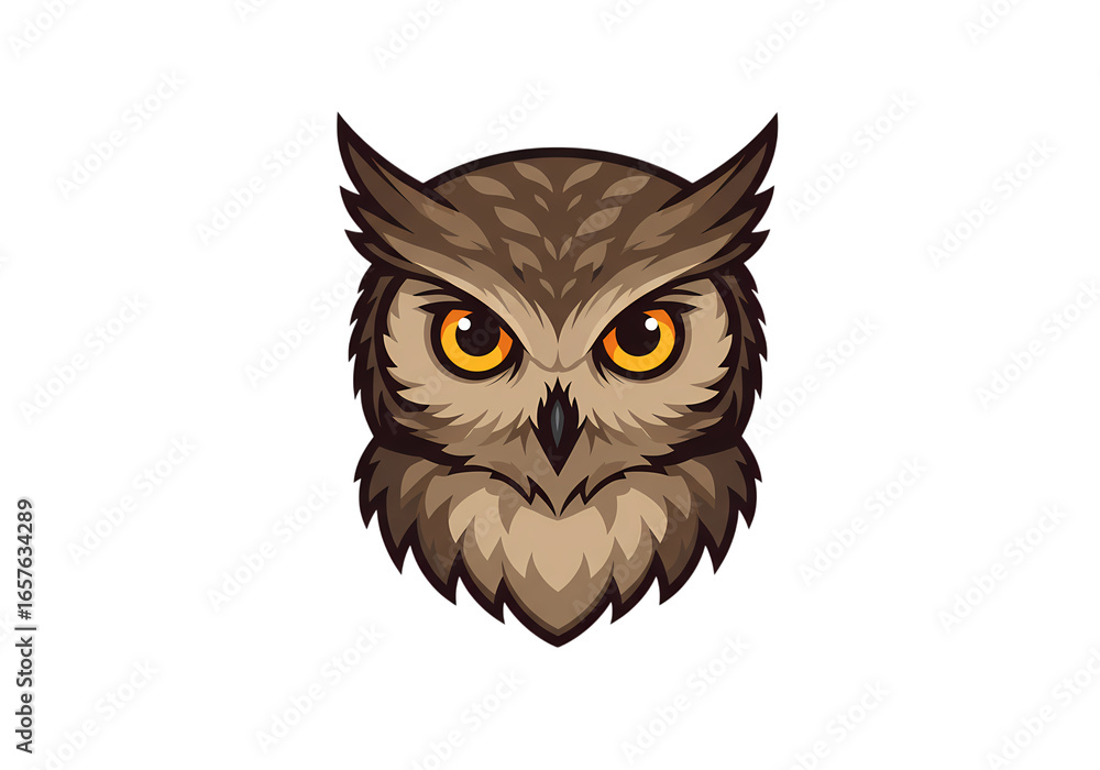 Obraz premium Detailed Illustration of an Owl's Head: Wise Bird, Nocturnal Animal, Bird of Prey isolated on transparent background