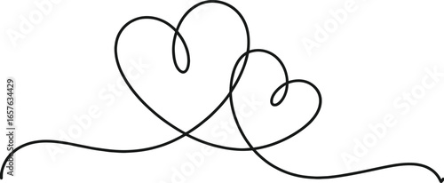 Continuous Line Heart Design with Flowing Shape on a White Background