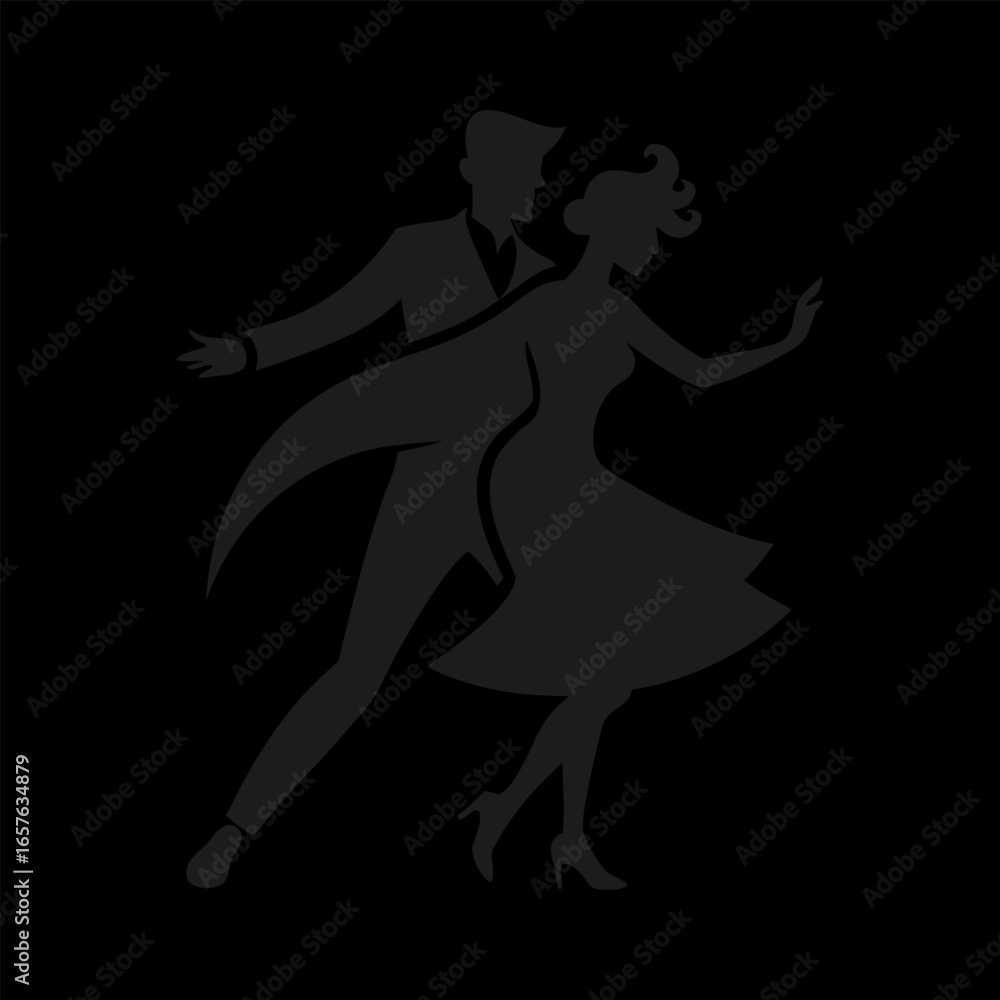 Fototapeta premium Silhouette of a couple dancing the tango vector illustration