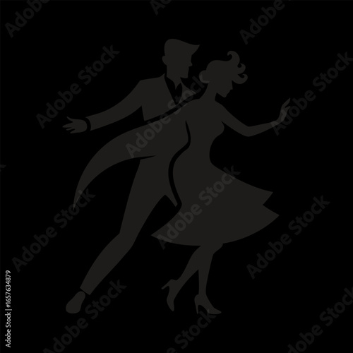 Silhouette of a couple dancing the tango vector illustration