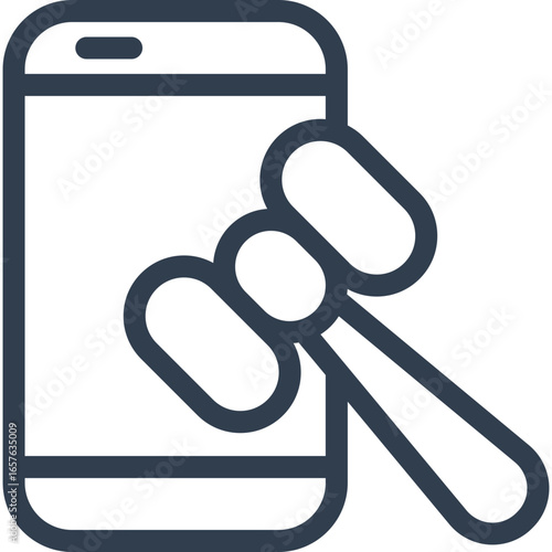 Digital auction hammer taps smartphone screen for online bidding