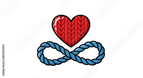 Heart and infinity symbol knitted design for love forever concept graphic illustration vector art