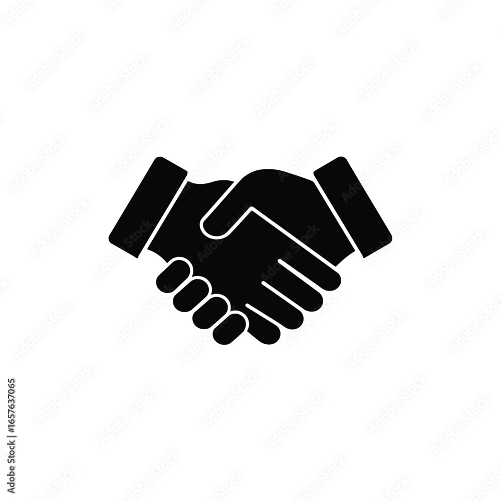 Obraz premium Iconic black and white handshake symbol representing agreement and partnership