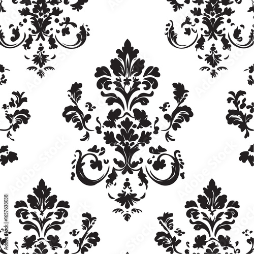 Elegant Black Damask Pattern with Classic Flair