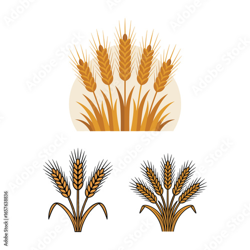 Vector art of collection of wheat ears, autumn vector clipart