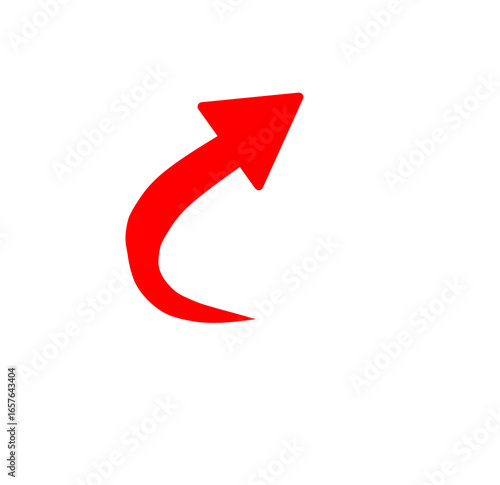 Free Download Red curved arrow pointing up and right direction for navigation design on transparent background - GFXLoad