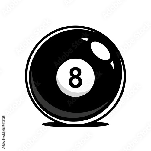 black billiard ball with number 8 on white background