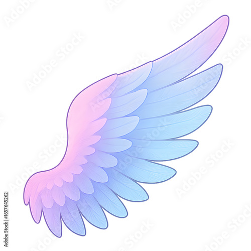 Wing with Gradient Colors Ranging from Pink to Blue, Featuring a Soft and Ethereal Design, Ideal for Fantasy and Artistic Illustrations