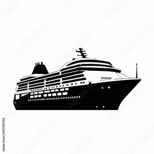 Black and White Cruise Ship Vector Icon
A simple, modern, and elegant vector icon of a cruise ship in a black-and-white style. Perfect for travel websites, apps, brochures