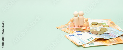 Financial problem for family, poverty, inflation, minimum wage, increase living costs, child benefit, Euro banknotes money