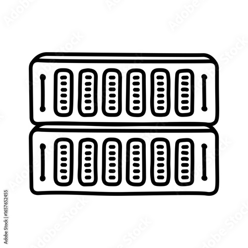 Server rack icon. Hand drawn style.