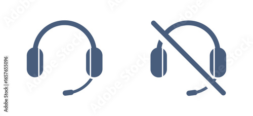 Headphone icon and headphones off.