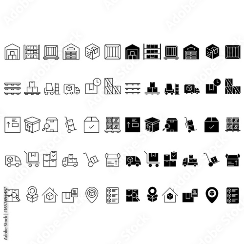 Warehouse icon vector set. storage illustration sign collection. store symbol. storehouse logo. depot web icons.
