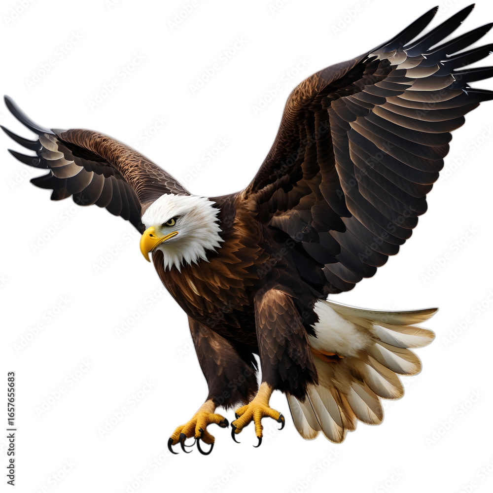 Obraz premium american bald eagle Bald eagle flying isolated on white background symbol of American wildlife and freedom