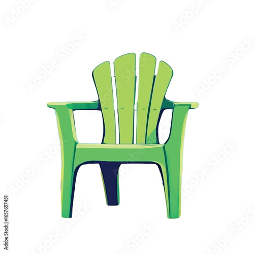 Vsai green adirondack chair isolated on white background representing relaxation