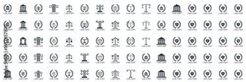 law firm logo collection simple and elegant, justice logo set , black and white background	
