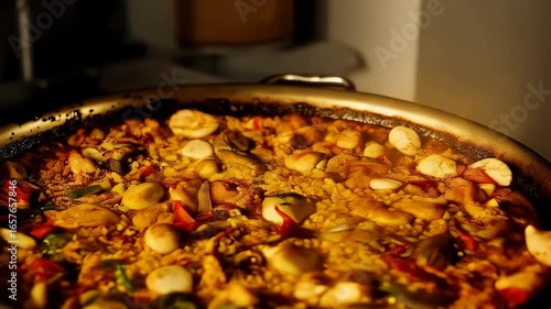 Wallpaper Mural Aromatic and flavorful seafood paella is prepared in a large pan, featuring rice, saffron, and fresh ingredients, a dish that is representative of culinary traditions. Torontodigital.ca