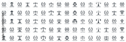 law firm logo collection simple and elegant, justice logo set , black and white background	