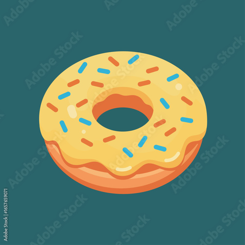 A delicious glazed donut, topped with colorful sprinkles.