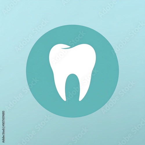 Single Tooth Icon, Digital Design, Blue Background