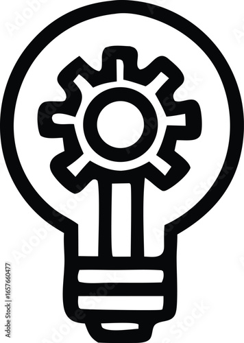 Conceptualization of a bright idea a light bulb illuminating a cogwheel symbolizing innovation and mechanical engineering