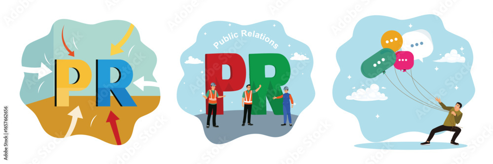 Fototapeta premium Public Relations concept, collaborative teamwork, public comments or social criticism.