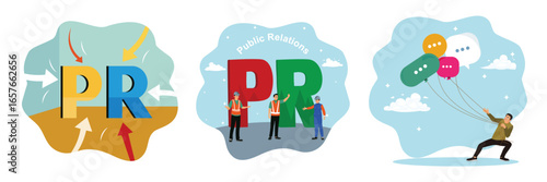 Public Relations concept, collaborative teamwork, public comments or social criticism.