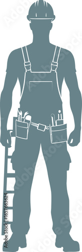 Silhouette of construction worker