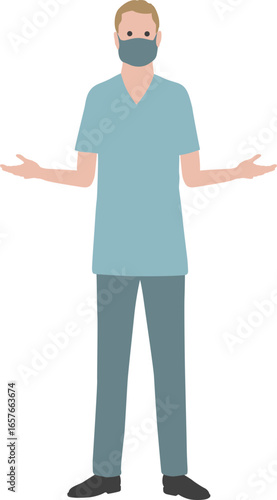 cartoon doctor with blank sign