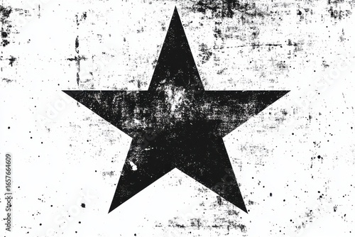 Bold Black Star Graphic with Grungy Texture Against White Background for Versatile Designs