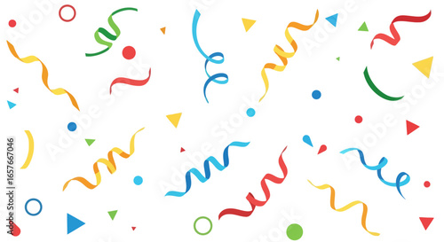 Colorful Party Confetti and Ribbons Background