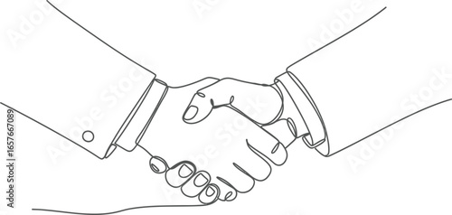Secure business deal handshake, partnership agreement, trust symbol