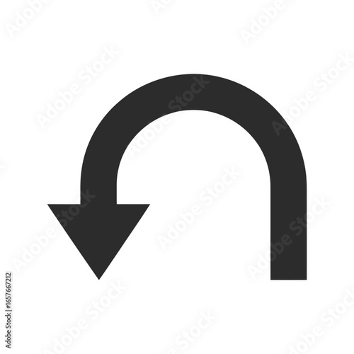 U turn arrow vector illustration reverse direction circular path change of course navigation symbol