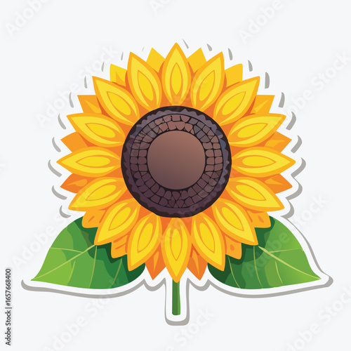 A vibrant and detailed illustration of a sunflower, showcasing its bright yellow petals and dark center.