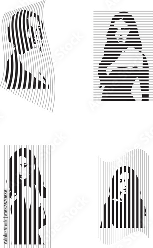 Abstract Line Art Portrait – Modern Black and White Silhouette