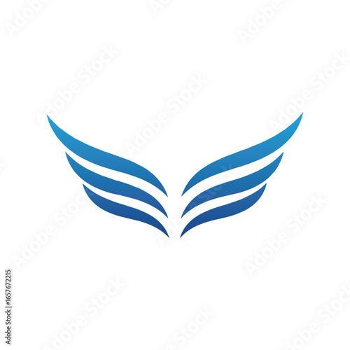 Blue stylized wings vector illustration abstract feather graphic freedom symbol soaring emblem isolated eps