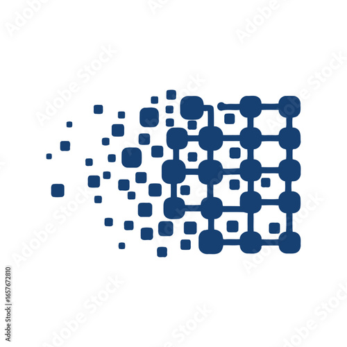 Digital transformation abstract network connection data flow technology concept network nodes abstract background blue dots