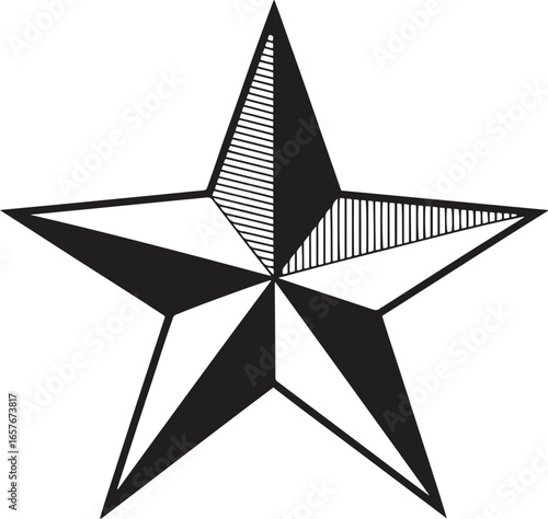 Black silhouette design of nautical star icon isolated on white background. vector illustration