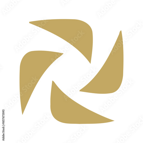 Abstract golden swirl graphic dynamic motion rotational design modern art artistic element clean vector