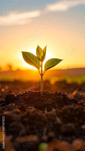 Sunrise Seedling Growth in Field Soil