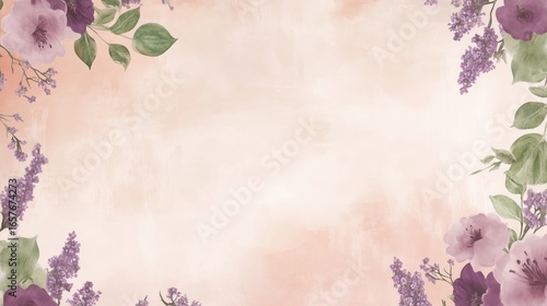 Elegant floral background with soft peach and deep plum hues, perfect for invitations and design projects