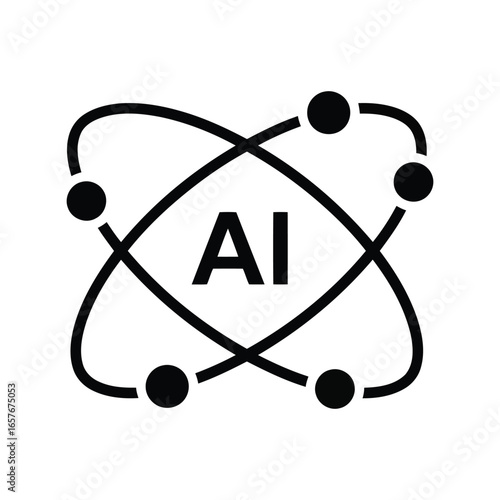 Ai atom symbol artificial intelligence technology science innovation digital concept vector icon