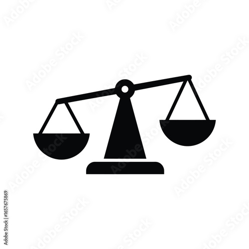 Black silhouette of unbalanced scales of justice law legal judgment balance concept